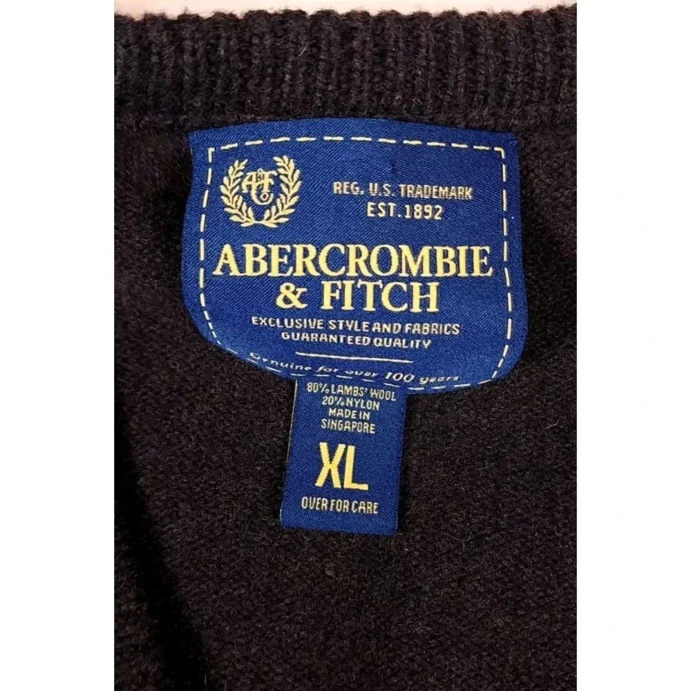 Abercrombie &‎ Fitch Sweater Brown Lambswool Size Large V Neck Long Sleeve